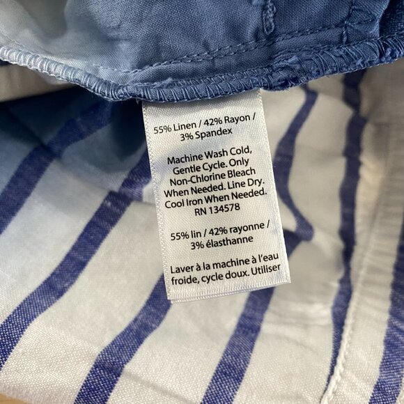 Vineyard Vines Dip Dye Stripe Pull On Shorts Linen Blend Tie Waist Women's XS - Picture 6 of 7